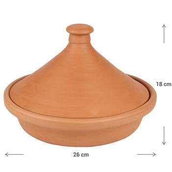 Preview: Traditionelle Tagine (Tajine) aus Terracotta ohne Glasur, Ø 26 cm