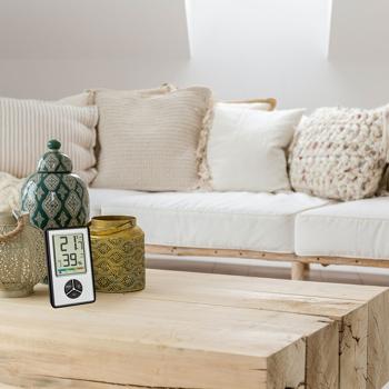 Preview: Thermo-hygromètre digital - Zones de confort couleur pour climat intérieur sain - Mesure humidité/température, max/min, flèches de tendance