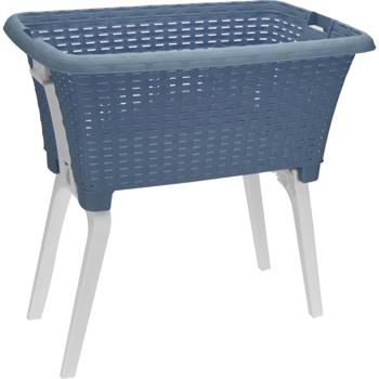 Preview: Praktischer Wäschekorb mit klappbaren Beinen, 38 L Fassungsvermögen, ergonomische Höhe, Beine platzsparend zusammenklappbar, stabil und leicht