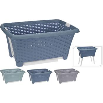 Preview: Praktischer Wäschekorb mit klappbaren Beinen, 38 L Fassungsvermögen, ergonomische Höhe, Beine platzsparend zusammenklappbar, stabil und leicht