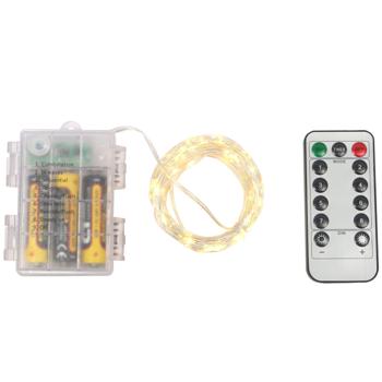 Preview: Microfavole a LED da 10 m - 100 LED bianchi caldi, a batteria - per uso interno ed esterno, flessibili, durevoli e d’atmosfera - ideali per la decorazione e il giardino