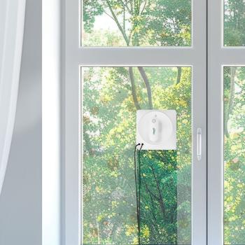 Preview: Robot laveur de vitres automatique - Système quadruple pulvérisation, moteur sans balais, télécommande - 4 programmes, 4500 Pa, blanc, avec/sans cadre