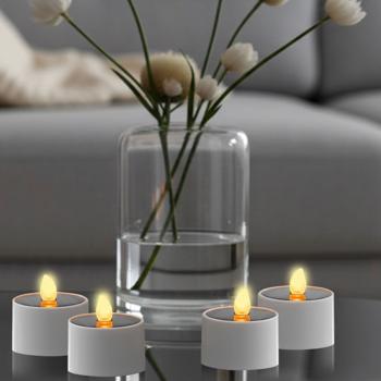 4er-Set Solar-LED-Teelichter – wetterfest (IP44), mit Dämmerungssensor & warmweissen Licht – kabellos, energiesparend & ideal für Garten, Balkon & Deko