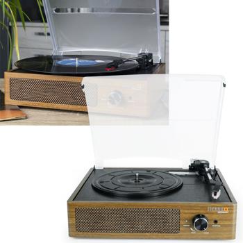 Preview: Lettore di dischi retrò con Bluetooth: funzione di digitalizzazione e altoparlanti integrati. Lettore di dischi elegante per un moderno piacere del vinile