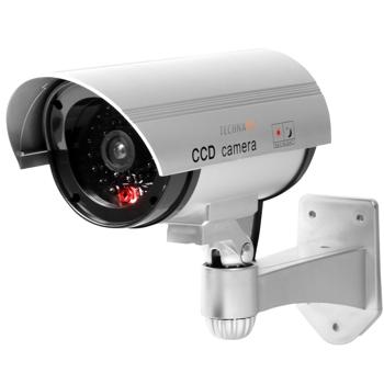 Preview: Realistische Überwachungskamera Attrappe: Signal-LED, Dummy, Grau, 17x21x8cm – Einfache Montage, abschreckende Wirkung für mehr Sicherheit