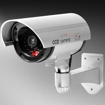 Preview: Realistische Überwachungskamera Attrappe: Signal-LED, Dummy, Grau, 17x21x8cm – Einfache Montage, abschreckende Wirkung für mehr Sicherheit