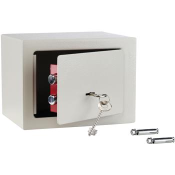 Preview: Coffre-fort de meubles robuste blanc - Protection sûre objets de valeur, bijoux, documents - Acier massif 23x17x17cm - 2 clés incluses