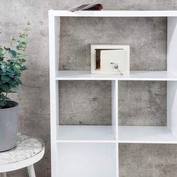 Preview: Coffre-fort de meubles robuste blanc - Protection sûre objets de valeur, bijoux, documents - Acier massif 23x17x17cm - 2 clés incluses