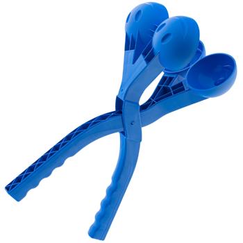 Preview: Doppel-Schneeballformer Blau - Perfekt runde, weiche Schneebälle blitzschnell formen für die Schneeballschlacht - Ohne kalte Hände - 36x15x8 cm Kunststoff