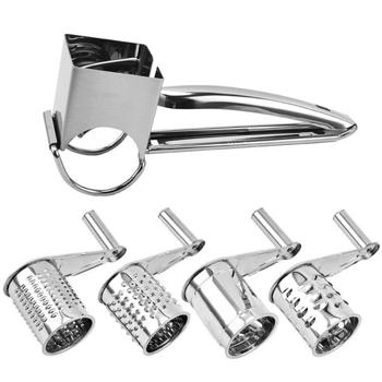 Preview: Grattugia manuale per formaggio e cucina in acciaio inox, incl. 4 accessori