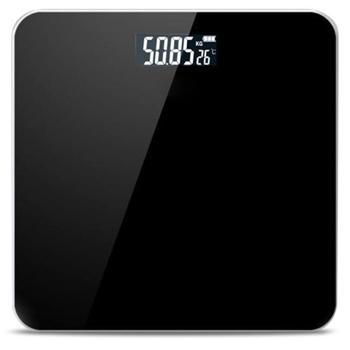 Preview: Pèse-personne électronique - Thermomètre d‘ambiance intégré - Max 180kg - Design fin 2.5cm - Écran LCD - Step-On - Batterie 6 mois - Noir