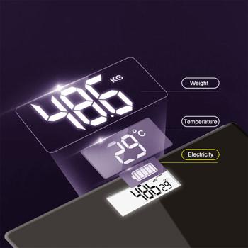 Preview: Pèse-personne électronique - Thermomètre d‘ambiance intégré - Max 180kg - Design fin 2.5cm - Écran LCD - Step-On - Batterie 6 mois - Noir