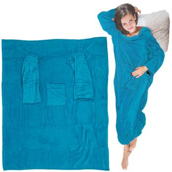 Preview: Fluffy-soft cuddly blanket with sleeves, turquoise, for cozy hours, TV evenings, reading & more Preview: Fluffy-soft cuddly blanket with sleeves, turquoise, for cozy hours, TV evenings, reading & more
