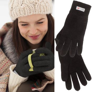 Preview: Herren-Winterhandschuhe Schwarz - Warmes 3M Thinsulate-Futter atmungsaktiv & feuchtigkeitsabweisend - Einheitsgrösse 100% Polyacryl/Polyester 85g