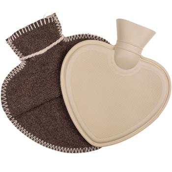 Preview: Felt hot water bottle in heart shape, 600ml, brown/grey