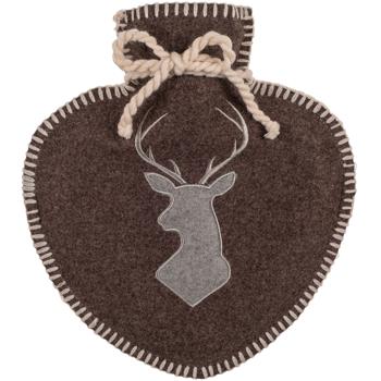 Preview: Hot water bottle in heart shape with deer design, 600ml, brown/grey