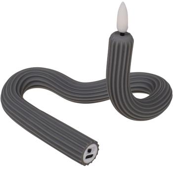 Preview: Flexible LED-Kerze biegsam – Echter Flackereffekt wie Wachskerze & warmweiss – Akkubetrieb bis 8h, per USB aufladbar – Anthrazit 41x1,8cm