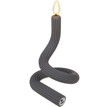 Preview: Flexible LED-Kerze biegsam – Echter Flackereffekt wie Wachskerze & warmweiss – Akkubetrieb bis 8h, per USB aufladbar – Anthrazit 41x1,8cm