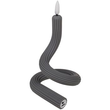 Preview: Flexible LED-Kerze biegsam – Echter Flackereffekt wie Wachskerze & warmweiss – Akkubetrieb bis 8h, per USB aufladbar – Anthrazit 41x1,8cm