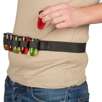 Preview: Shot belt incl. 8 shot glasses in cartridge belt design, adjustable in size