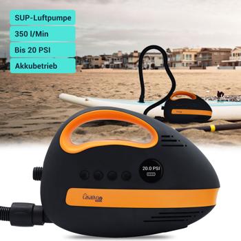 Preview: Ultimative Akku-SUP-Luftpumpe: 20 PSI, 350 L/Min, USB, 12V – Kompakte, tragbare Hochleistungs-Pumpe für Boards