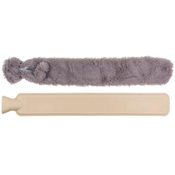 Preview: Chauffe-nuque Bouillotte Extra Longue 73cm - Housse Amovible Fourrure Synthétique - 2 Litres - Idéal Nuque Épaules Ventre Dos Relaxation Hiver