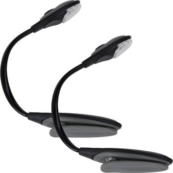 Set di 2 compatte lampade da lettura per libro con pratica clip – Collo d’oca flessibile per un’illuminazione ideale – A batteria – Per una lettura rilassata