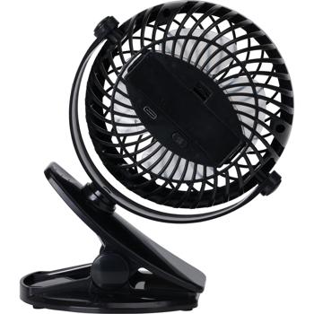 Preview: Mini Akku Ventilator mit starker Klemme, 3 Geschwindigkeiten, schwarz - Angenehme, leise Abkühlung flexibel nutzen - Wiederaufladbar per USB