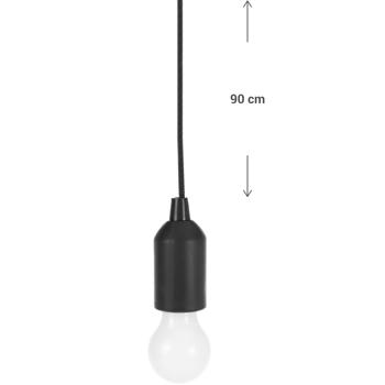 Preview: Lampada a sospensione a LED con cavo e interruttore a strappo, alimentata a batteria, nera