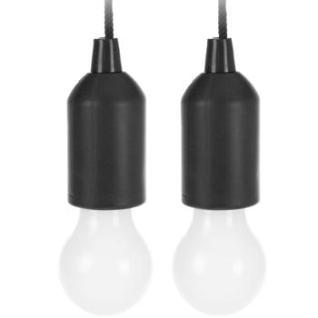 Preview: set of 2 LED pendant lamps with cord and pull switch, battery operated, black