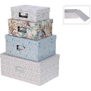 Preview: Boîtes à cadeaux et de rangement - 4 pièces tailles et motifs variés - Idéales pour offrir ou organiser - Carton solide - Avec fenêtre d‘inscription