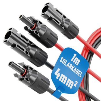 Preview: Kit de connexion câble solaire compatible MC4 - Résistant intempéries, cuivre étamé, installation sûre - 2x1m, 4mm², PV, balcon