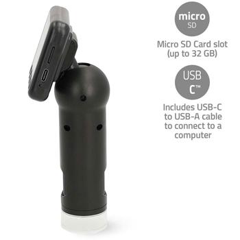 Preview: Digitales Mikroskop mit LCD Display & LED Licht, schwarz – Handmikroskop für scharfe Foto-Video Aufnahmen, Micro SD Card Slot
