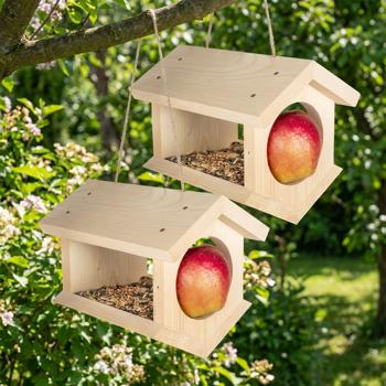 set of 2 spruce birdhouses for hanging, angled