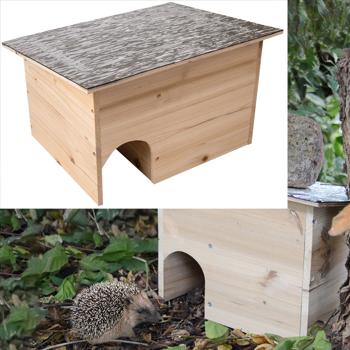 Preview: 2er-Set Igelhaus Bausatz aus FSC Holz mit wetterfestem Dach