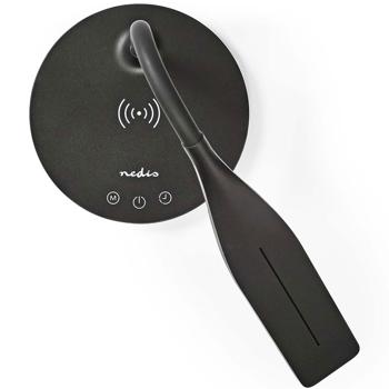 Preview: Lampada da tavolo a LED dimmerabile con caricatore Qi, 15W, nero - Ricarica wireless e luce flessibile per la vostra postazione di lavoro