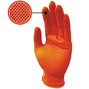 Preview: Nitrile rubber gloves with diamond structure, 100 pcs, size M, orange