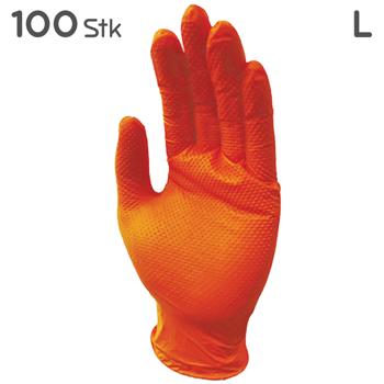 Preview: Nitrile rubber gloves with diamond structure, 100 pcs., size L, orange