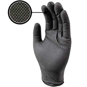 Preview: Nitrile rubber gloves with diamond structure, 100 pcs, size XL, black