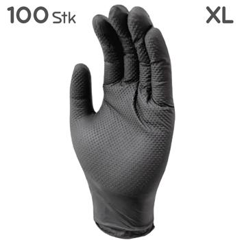 Preview: Nitrile rubber gloves with diamond structure, 100 pcs, size XL, black