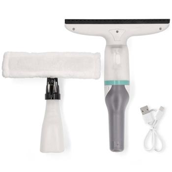 Preview: Aspirapolvere a batteria per finestre con tergipavimento di 28 cm di larghezza, bianco verde, 12 W - incluso set di spruzzatori da 350 ml con tergicristallo in microfibra per una pulizia dei vetri senza striature