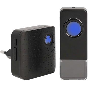 Preview: Set di campanelli wireless con 58 melodie, nero - IP55 resistente alle intemperie, segnale luminoso a LED, facile installazione e lunga portata