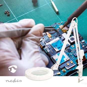 Preview: Bright LED magnifying lamp, 700 lumens, 1.75x magnification, articulated arm – 6 W, 42 SMD LEDs, white, for reading, DIY, crafts & more