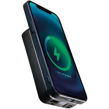 Preview: MagSafe Wireless Powerbank 10000mAh, Kabellose Magnetische Power Bank mit LED-Display inkl. USB-A USB-C und Lightning, 3x USB, Akkupack für iPhone 12, 13, 14, 15