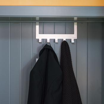 Preview: Patère pour porte en acier inoxydable avec 5 crochets – rangement pratique pour vestes, manteaux, linges et plus