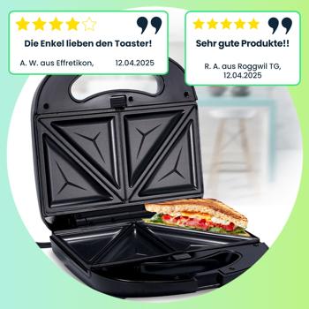 Preview: Vielseitiger 3in1 Multi-Grill: Kontaktgrill, Sandwichmaker & Waffeleisen in einem Gerät, (800 W), Abnehmbare Platten, Antihaftbeschichtung