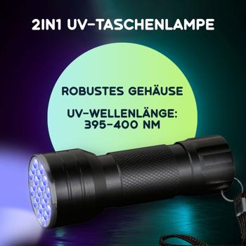 Preview: Multifunktionale 2in1 UV-Taschenlampe und Geldschein-/Ausweisprüfer, 21 LEDs, Batteriebetrieb, Für Echtheitsprüfung & Beleuchtung Preview: Multifunktionale 2in1 UV-Taschenlampe und Geldschein-/Ausweisprüfer, 21 LEDs, Batteriebetrieb, Für Echtheitsprüfung & Beleuchtung