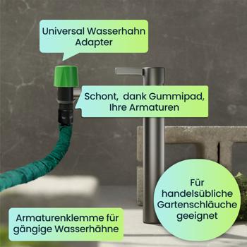Preview: Universal Wasserhahn Adapter: Macht jeden Hahn zum Schlauchanschluss für Garten & Haushalt, praktisch & einfach zu montieren, für flexible Bewässerung