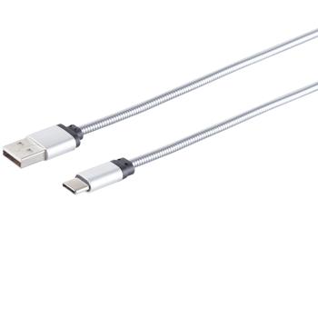 Preview: Lade- & Datenkabel USB-C-auf-USB-A, silber, 1m