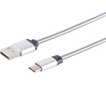 Preview: lot de 3 câbles de charge & données USB-C vers USB-A, argent, 1m